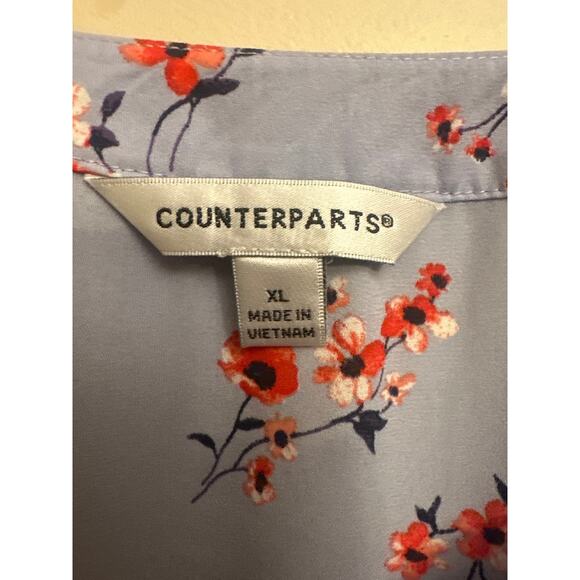 Counterparts Floral Peplum Blouse XL – Lavender Ruffle Sleeve High Low Top - Picture 2 of 7